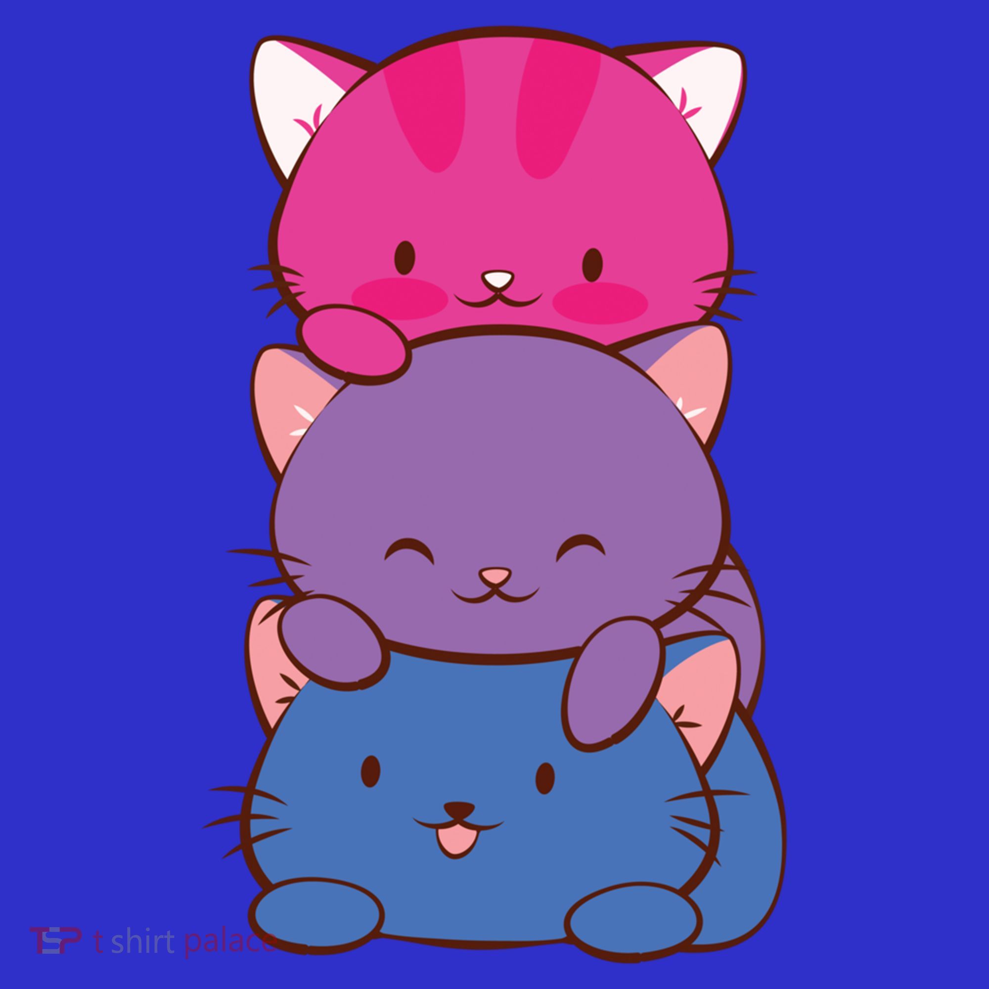 Bisexual Pride Kawaii Kitty Cat Stack Anime Meaningful Gift Long Sleeve Shirt