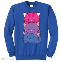 Bisexual Pride Kawaii Kitty Cat Stack Anime Meaningful Gift Sweatshirt thumb 0