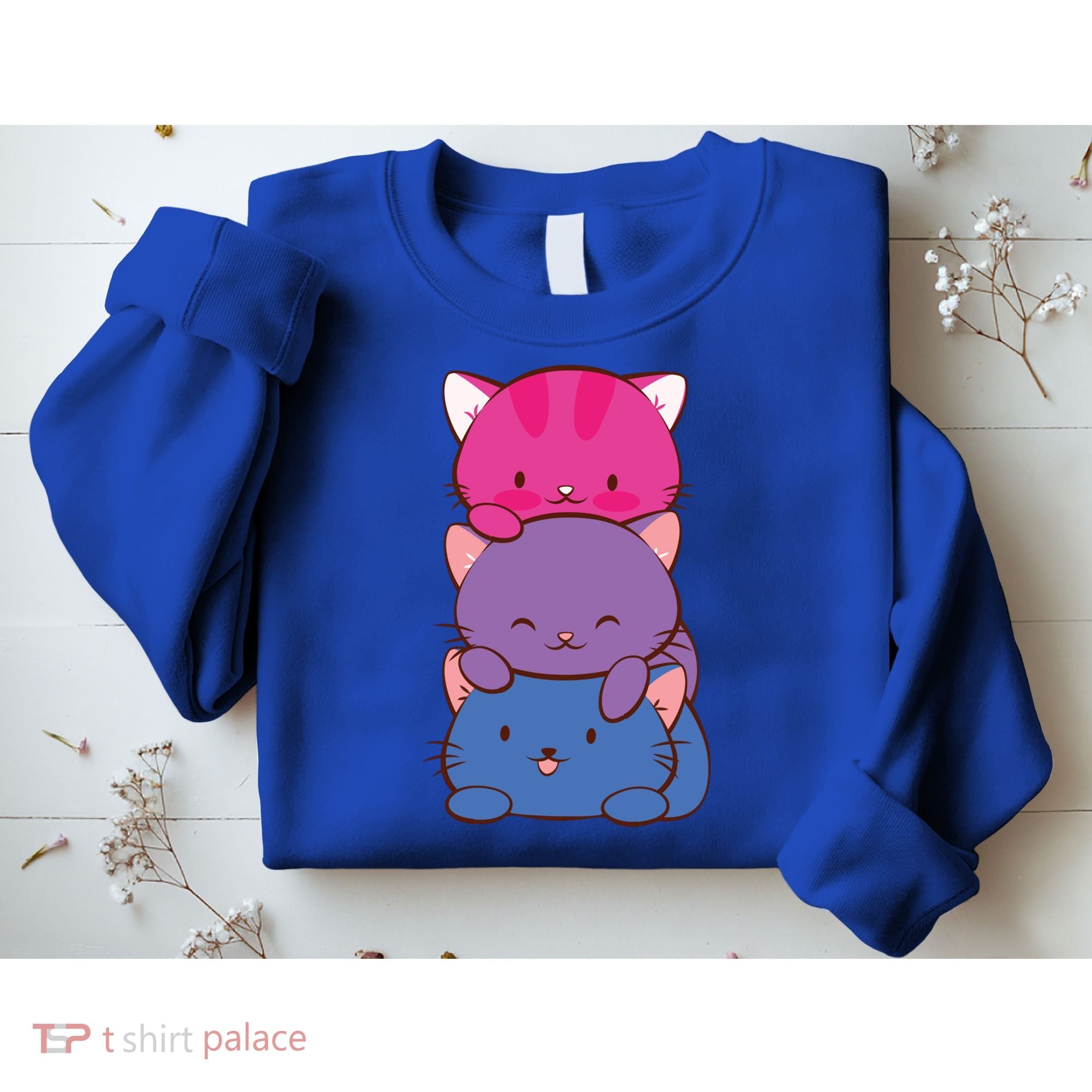 Bisexual Pride Kawaii Kitty Cat Stack Anime Meaningful Gift Sweatshirt