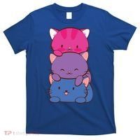 Bisexual Pride Kawaii Kitty Cat Stack Anime Meaningful Gift T-Shirt thumb 0