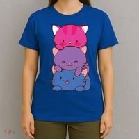 Bisexual Pride Kawaii Kitty Cat Stack Anime Meaningful Gift T-Shirt thumb 4
