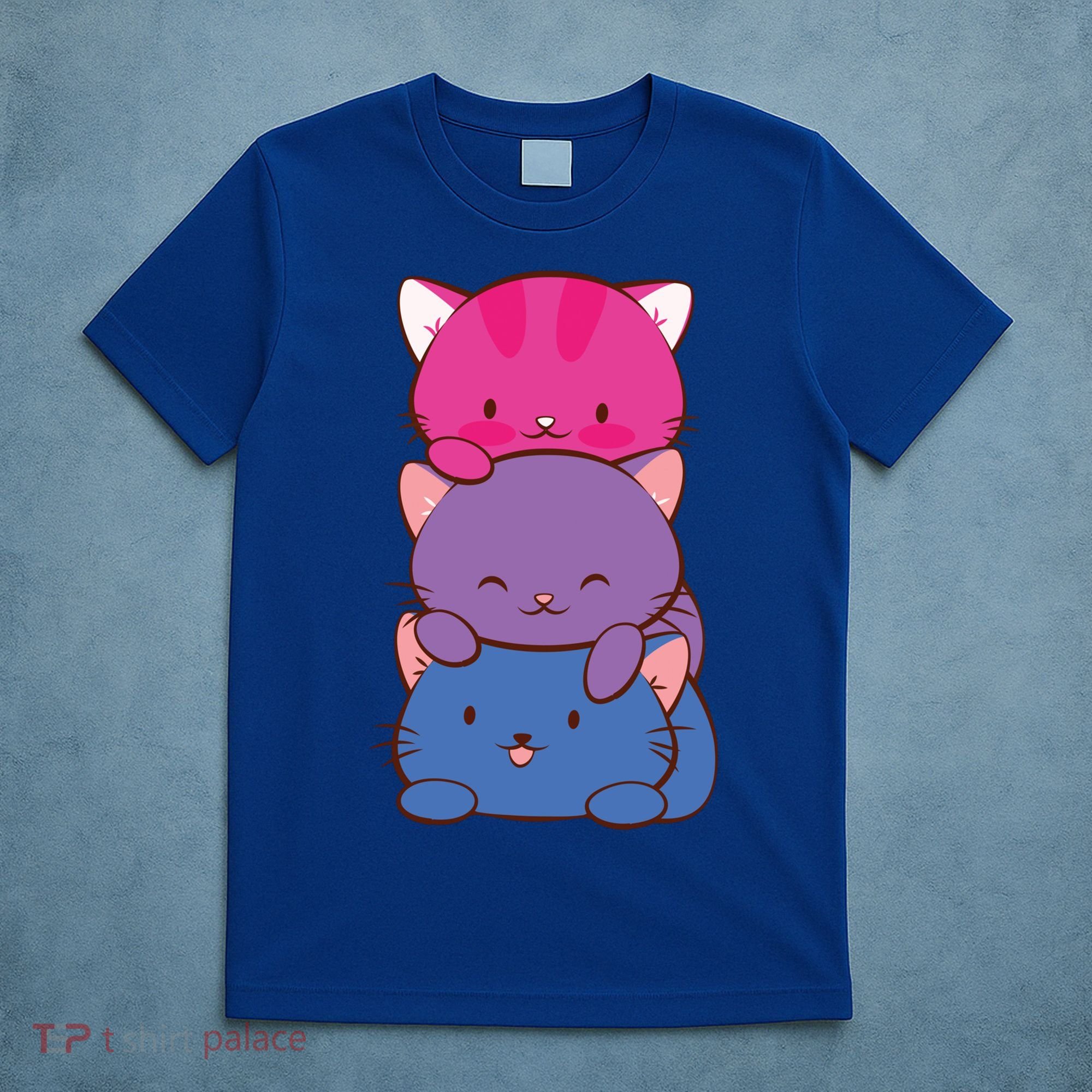 Bisexual Pride Kawaii Kitty Cat Stack Anime Meaningful Gift T-Shirt
