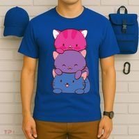 Bisexual Pride Kawaii Kitty Cat Stack Anime Meaningful Gift T-Shirt thumb 6