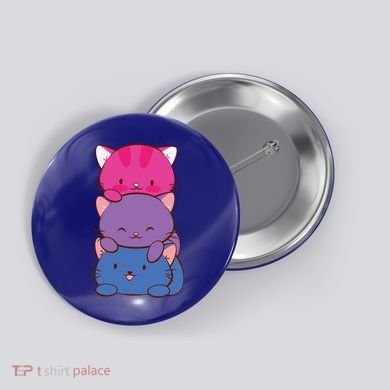 Bisexual Pride Kawaii Kitty Cat Stack Anime Meaningful Gift Button