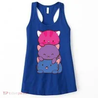 Bisexual Pride Kawaii Kitty Cat Stack Anime Meaningful Gift Women's Tank Top thumb 0