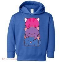 Bisexual Pride Kawaii Kitty Cat Stack Anime Meaningful Gift Toddler Hoodie thumb 0