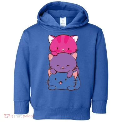 Bisexual Pride Kawaii Kitty Cat Stack Anime Meaningful Gift Toddler Hoodie
