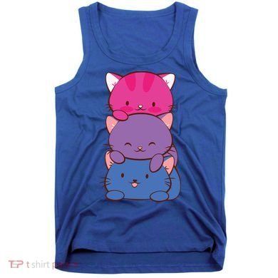 Bisexual Pride Kawaii Kitty Cat Stack Anime Meaningful Gift Tank Top