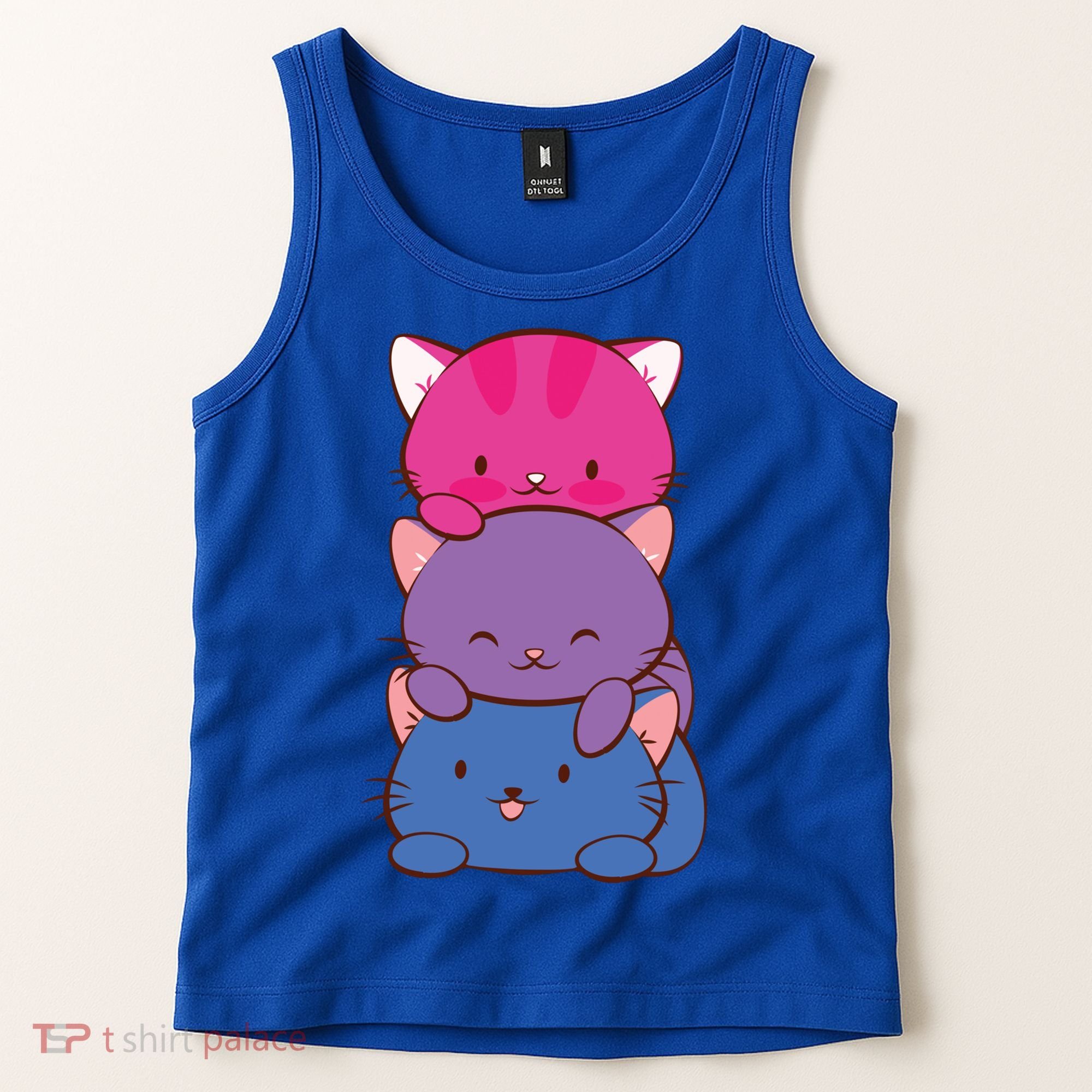Bisexual Pride Kawaii Kitty Cat Stack Anime Meaningful Gift Tank Top