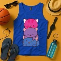 Bisexual Pride Kawaii Kitty Cat Stack Anime Meaningful Gift Tank Top thumb 4
