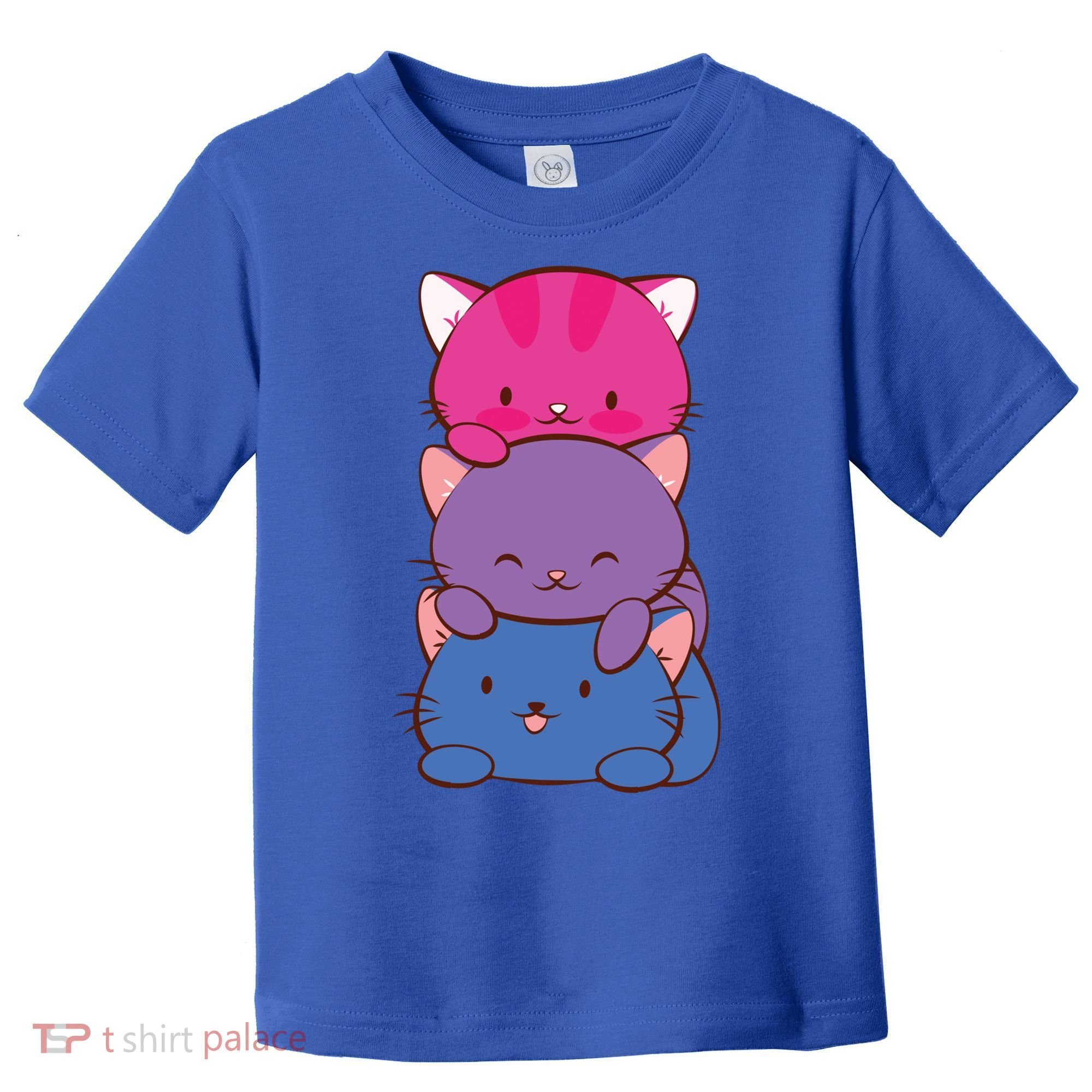 Bisexual Pride Kawaii Kitty Cat Stack Anime Meaningful Gift Toddler T-Shirt