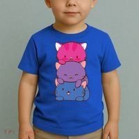 Bisexual Pride Kawaii Kitty Cat Stack Anime Meaningful Gift Toddler T-Shirt thumb 2