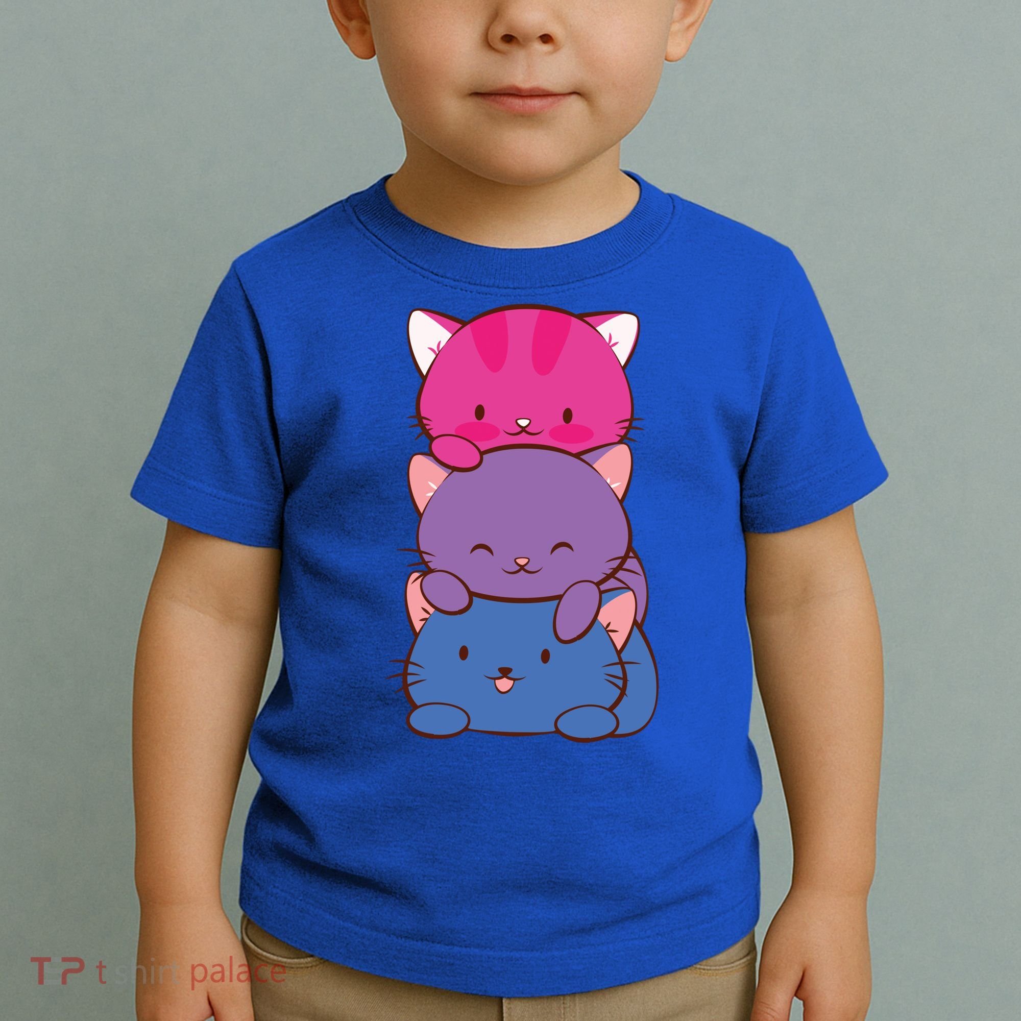 Bisexual Pride Kawaii Kitty Cat Stack Anime Meaningful Gift Toddler T-Shirt