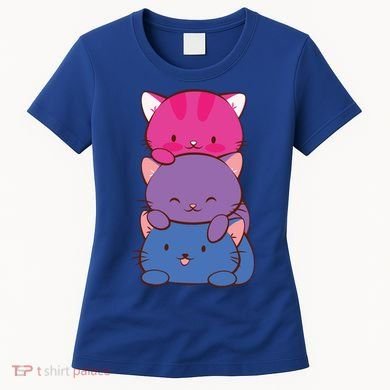 Bisexual Pride Kawaii Kitty Cat Stack Anime Meaningful Gift Women's T-Shirt