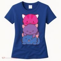 Bisexual Pride Kawaii Kitty Cat Stack Anime Meaningful Gift Women's T-Shirt thumb 0