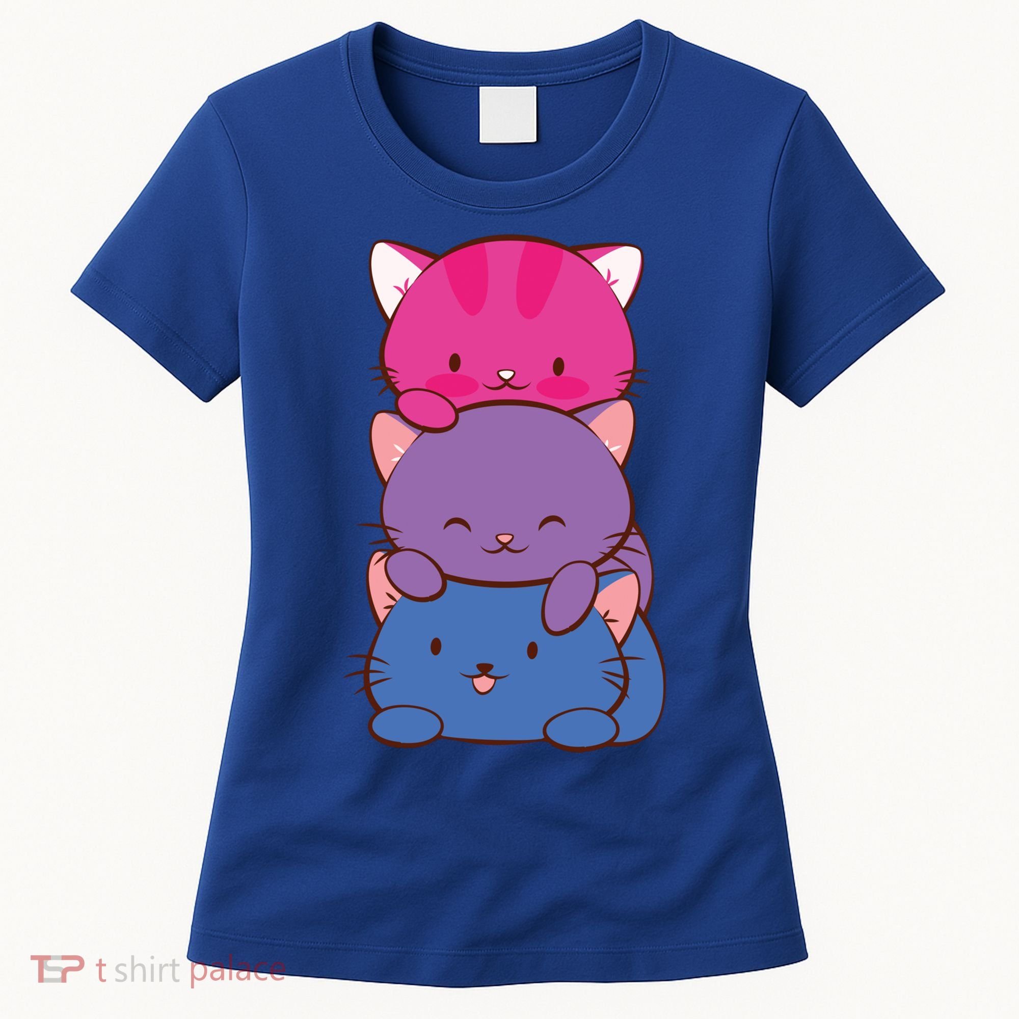 Bisexual Pride Kawaii Kitty Cat Stack Anime Meaningful Gift Women's T-Shirt