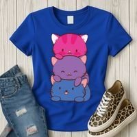 Bisexual Pride Kawaii Kitty Cat Stack Anime Meaningful Gift Women's T-Shirt thumb 3