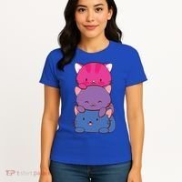 Bisexual Pride Kawaii Kitty Cat Stack Anime Meaningful Gift Women's T-Shirt thumb 4