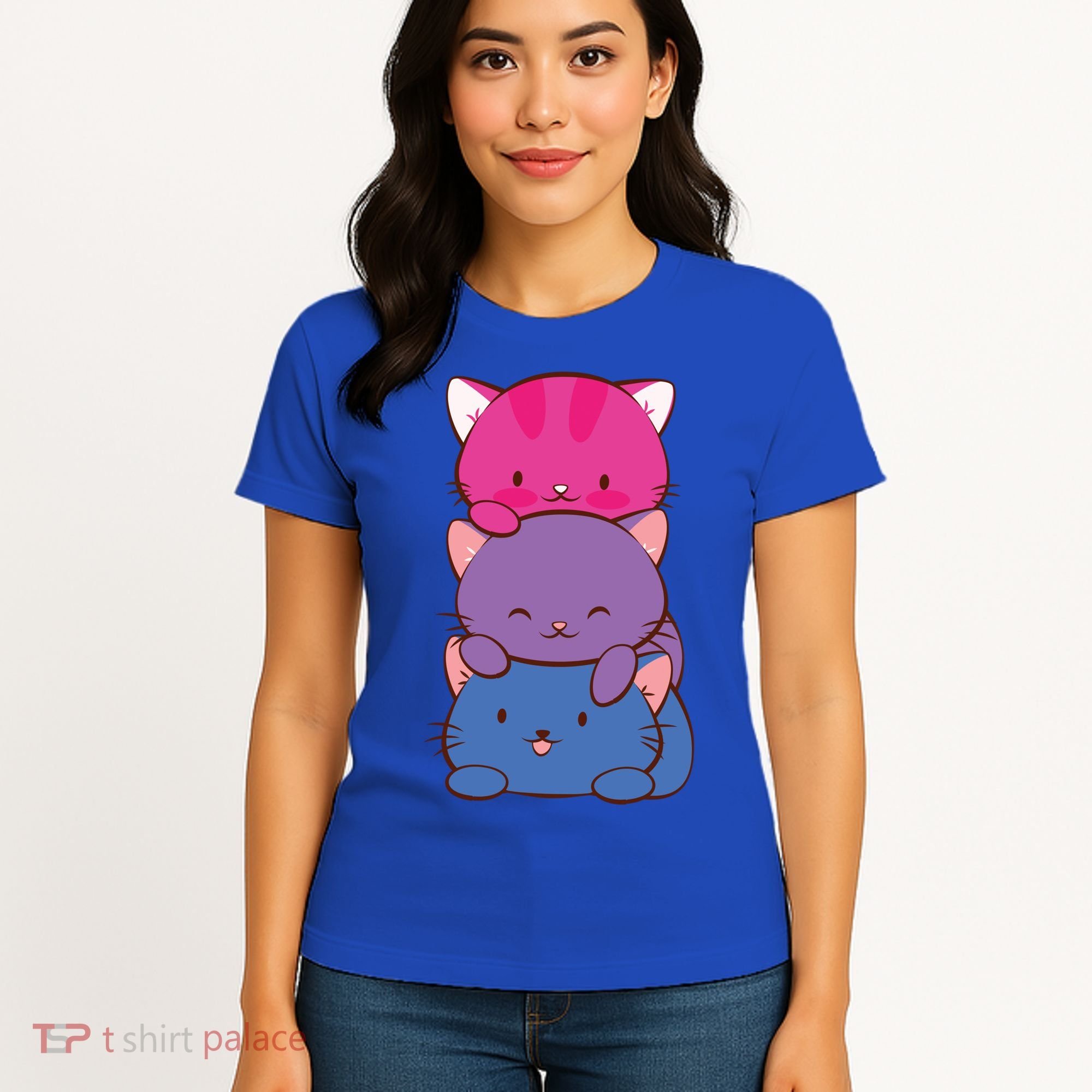Bisexual Pride Kawaii Kitty Cat Stack Anime Meaningful Gift Women's T-Shirt