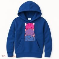 Bisexual Pride Kawaii Kitty Cat Stack Anime Meaningful Gift Kids Hoodie thumb 0