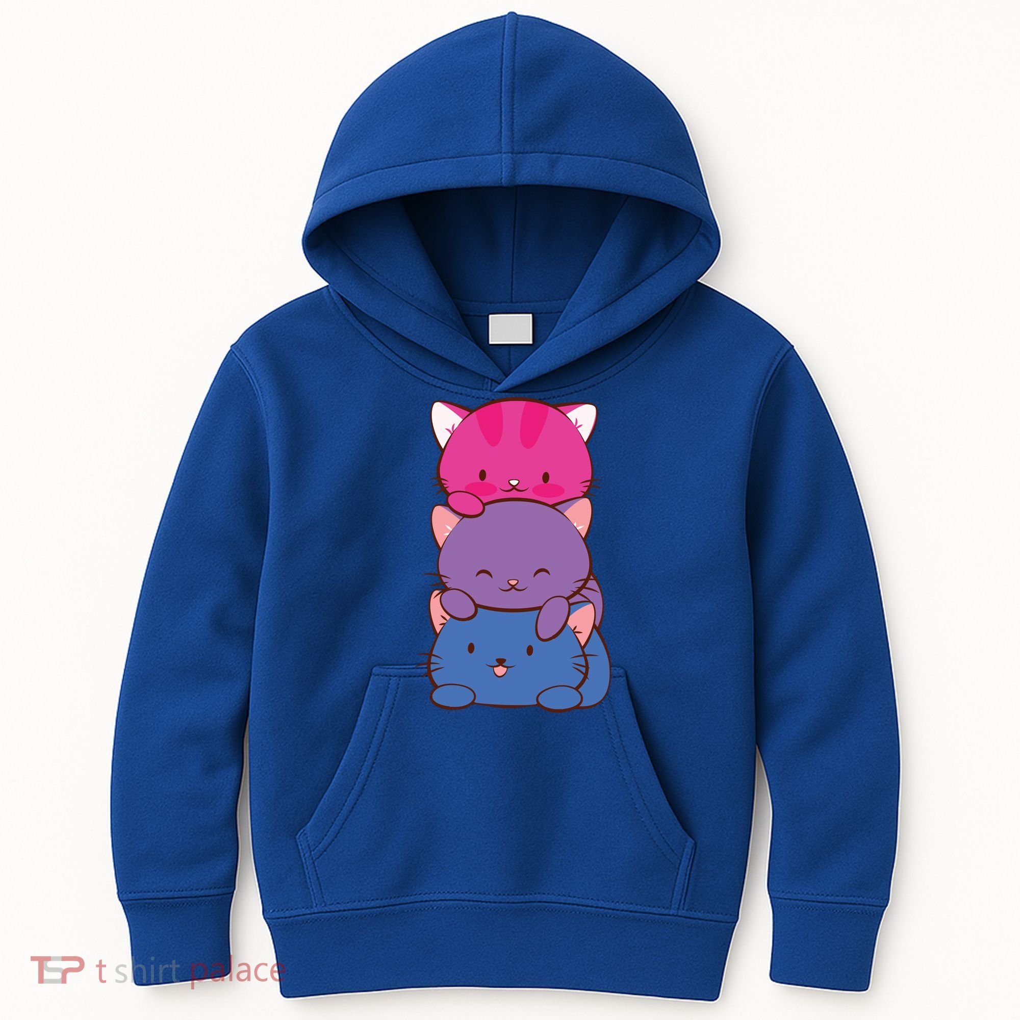Bisexual Pride Kawaii Kitty Cat Stack Anime Meaningful Gift Kids Hoodie
