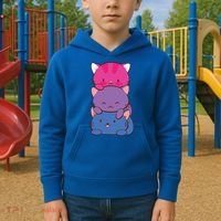 Bisexual Pride Kawaii Kitty Cat Stack Anime Meaningful Gift Kids Hoodie thumb 2
