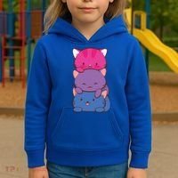 Bisexual Pride Kawaii Kitty Cat Stack Anime Meaningful Gift Kids Hoodie thumb 3