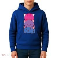 Bisexual Pride Kawaii Kitty Cat Stack Anime Meaningful Gift Kids Hoodie thumb 4