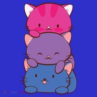 Bisexual Pride Kawaii Kitty Cat Stack Anime Meaningful Gift Kids Long Sleeve Shirt thumb 2