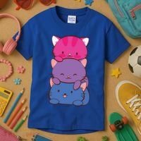 Bisexual Pride Kawaii Kitty Cat Stack Anime Meaningful Gift Kids T-Shirt thumb 3