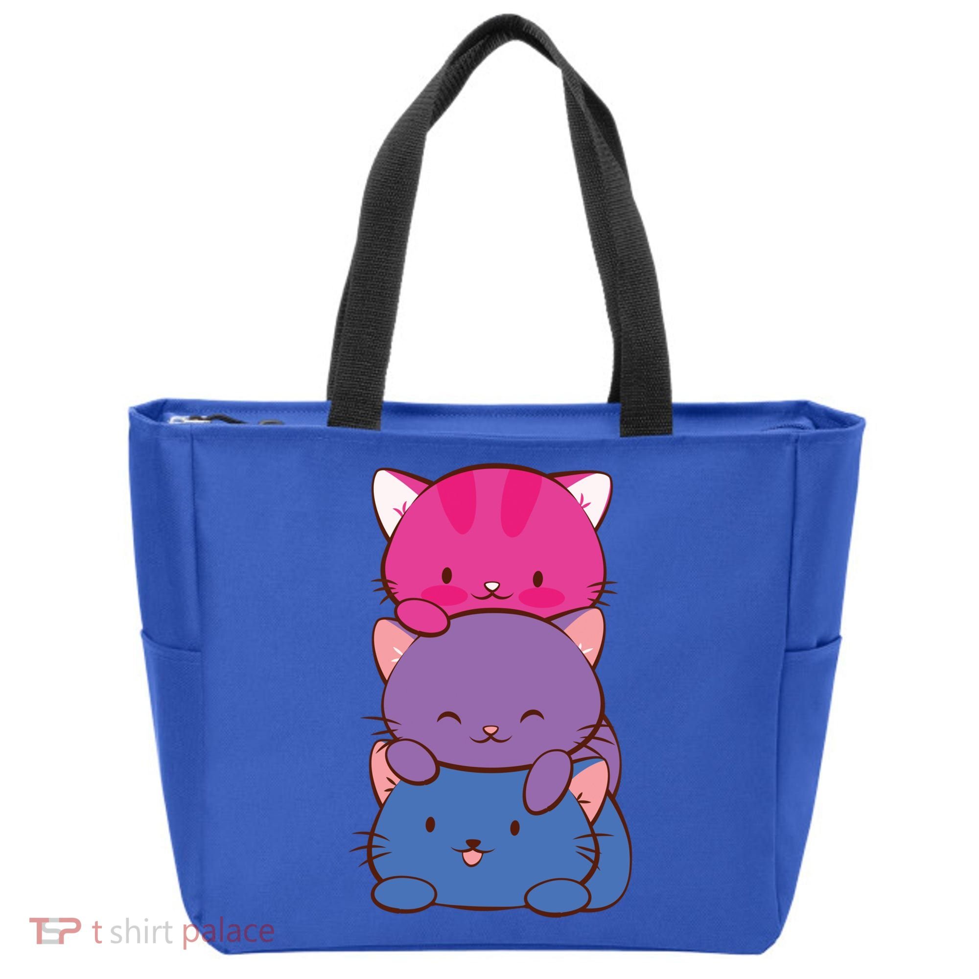 Bisexual Pride Kawaii Kitty Cat Stack Anime Meaningful Gift Tote Bag