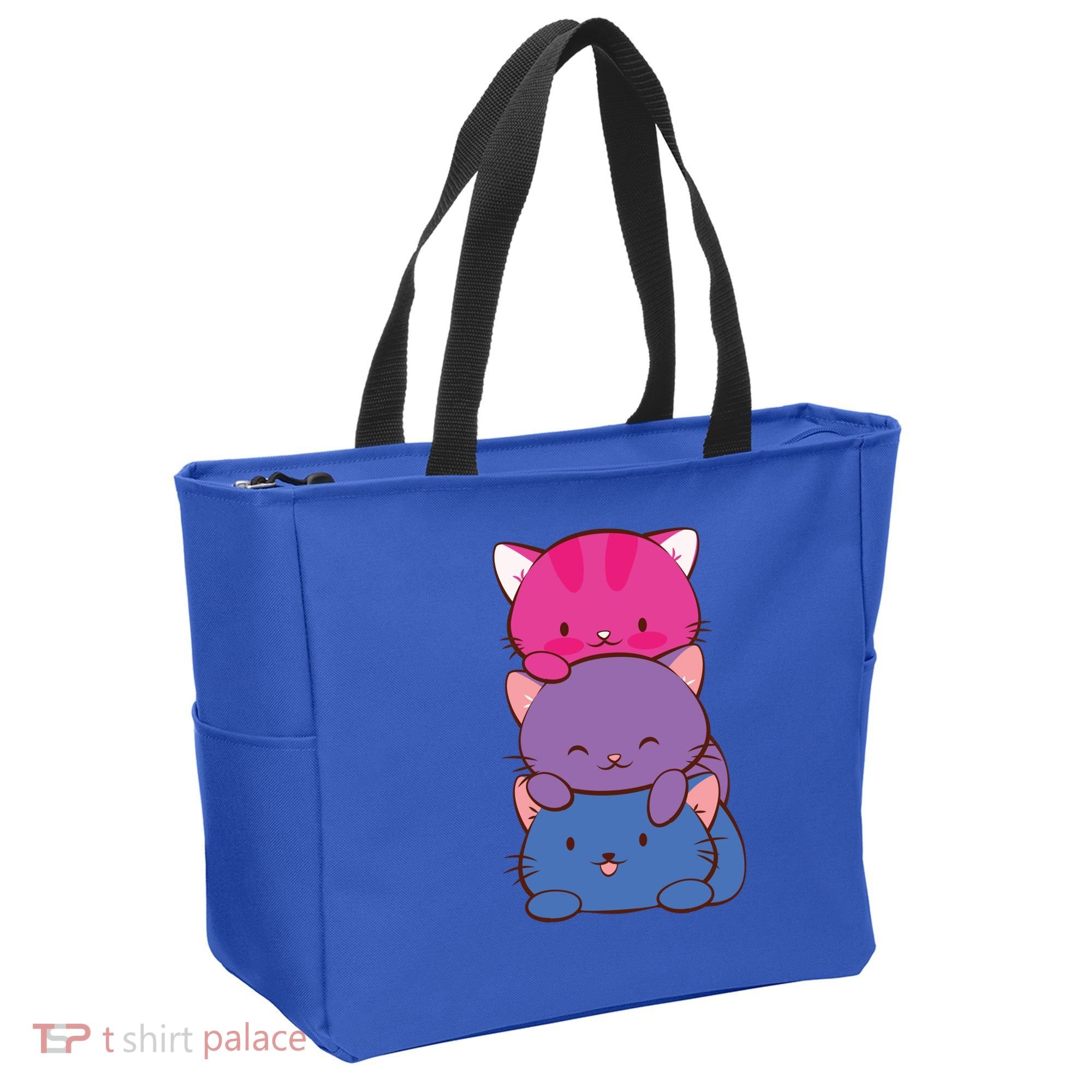 Bisexual Pride Kawaii Kitty Cat Stack Anime Meaningful Gift Tote Bag