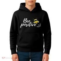 Bee Positive Kind Honey Bees Bumblebee Optimism Kids Hoodie thumb 4