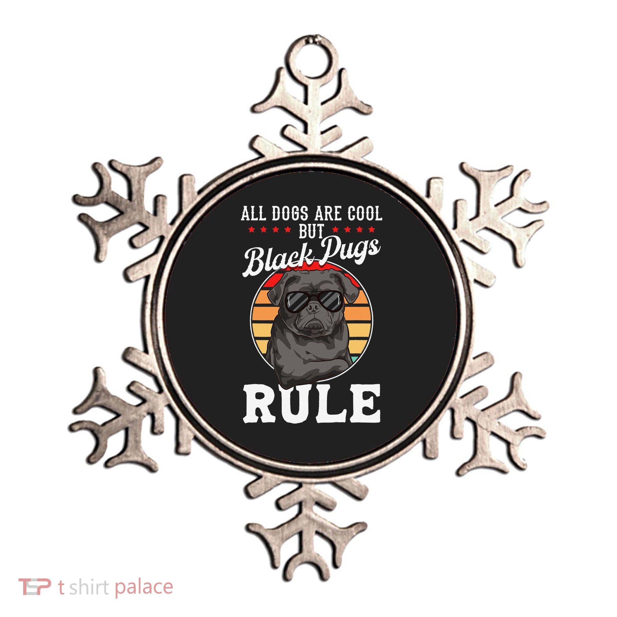 Black Pug Lovers Black Pugs Rule Funny Black Pug Ornament