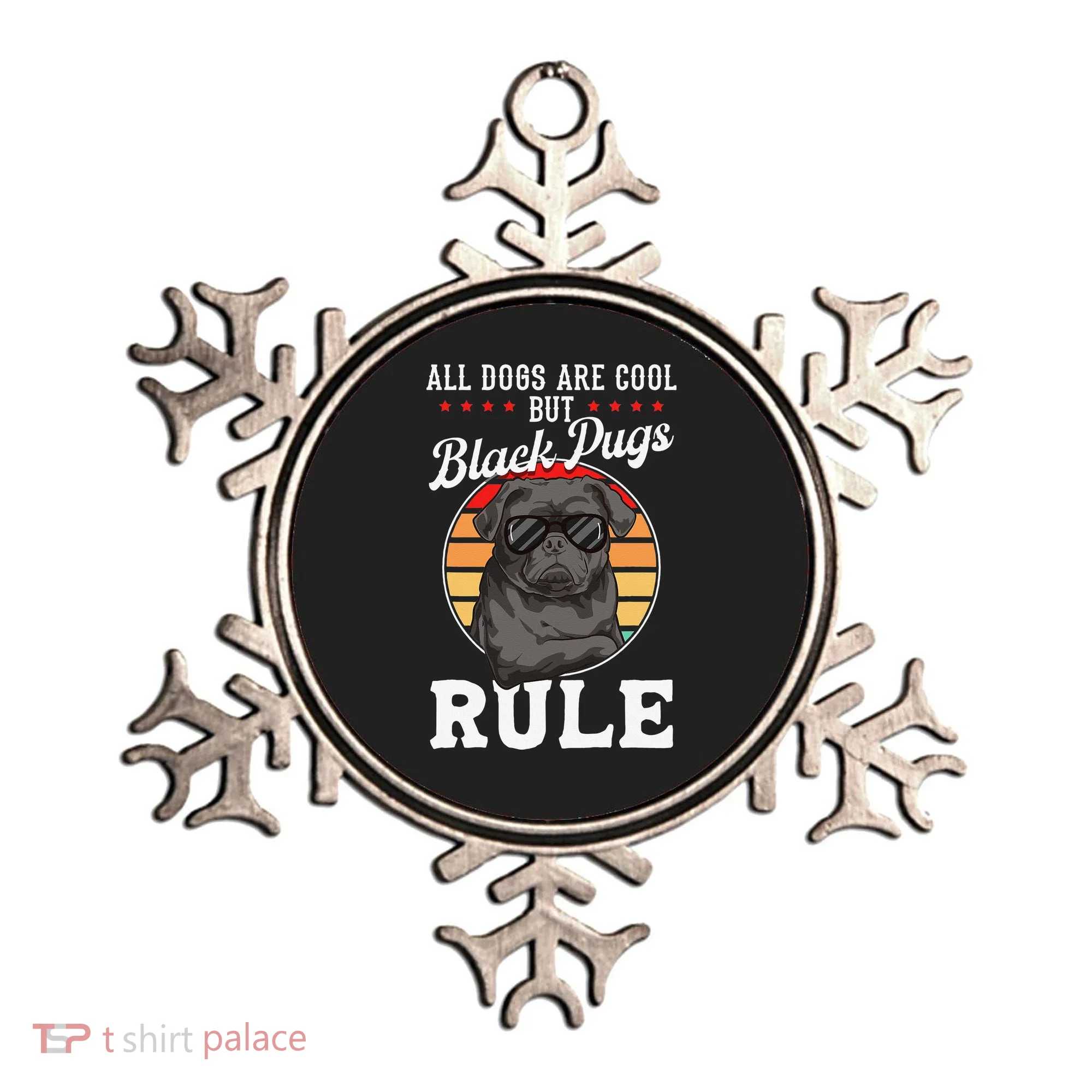 Black Pug Lovers Black Pugs Rule Funny Black Pug Ornament