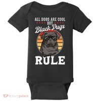 Black Pug Lovers Black Pugs Rule Funny Black Pug Baby Bodysuit thumb 0