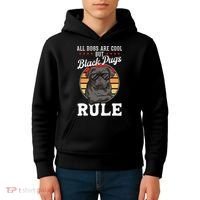 Black Pug Lovers Black Pugs Rule Funny Black Pug Kids Hoodie thumb 4