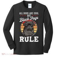 Black Pug Lovers Black Pugs Rule Funny Black Pug Kids Long Sleeve Shirt thumb 0