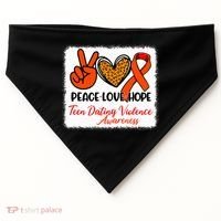Bleached Peace Love Hope Teen Dating Violence Awareness USA-Made Doggie Bandana thumb 0