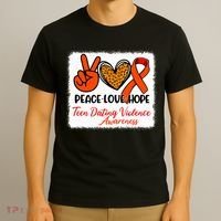 Bleached Peace Love Hope Teen Dating Violence Awareness T-Shirt thumb 3