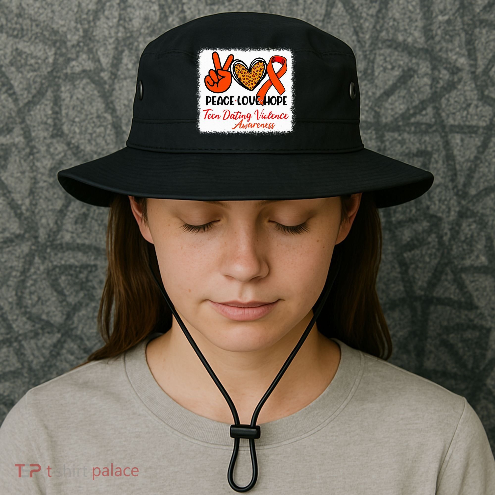 Bleached Peace Love Hope Teen Dating Violence Awareness Bucket Hat