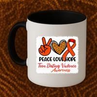 Bleached Peace Love Hope Teen Dating Violence Awareness Coffee Mug thumb 2