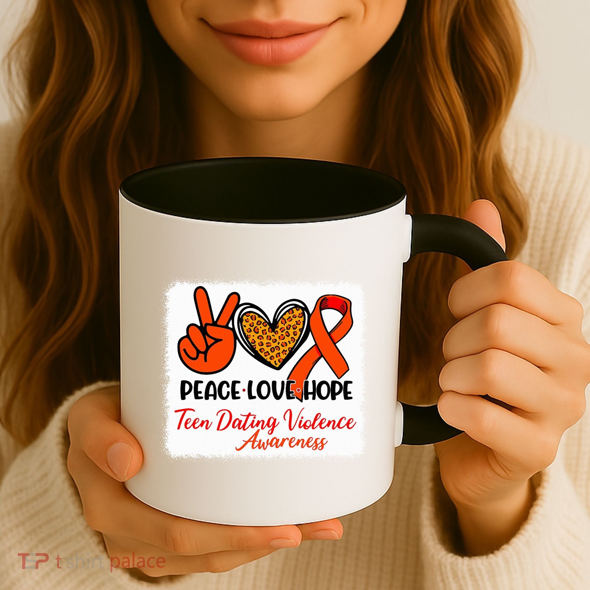 Bleached Peace Love Hope Teen Dating Violence Awareness Coffee Mug