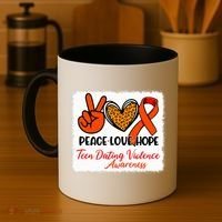 Bleached Peace Love Hope Teen Dating Violence Awareness Coffee Mug thumb 4