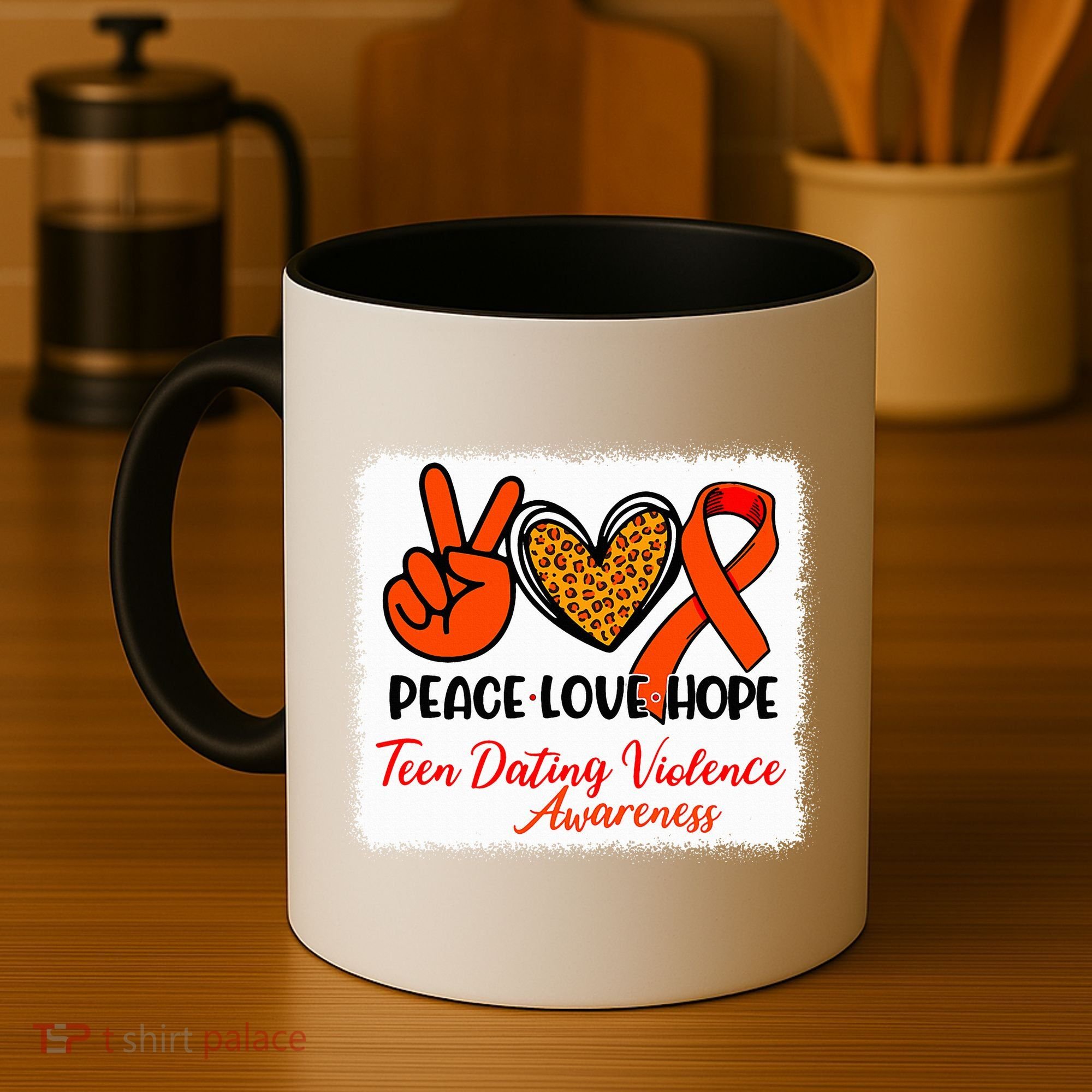 Bleached Peace Love Hope Teen Dating Violence Awareness Coffee Mug
