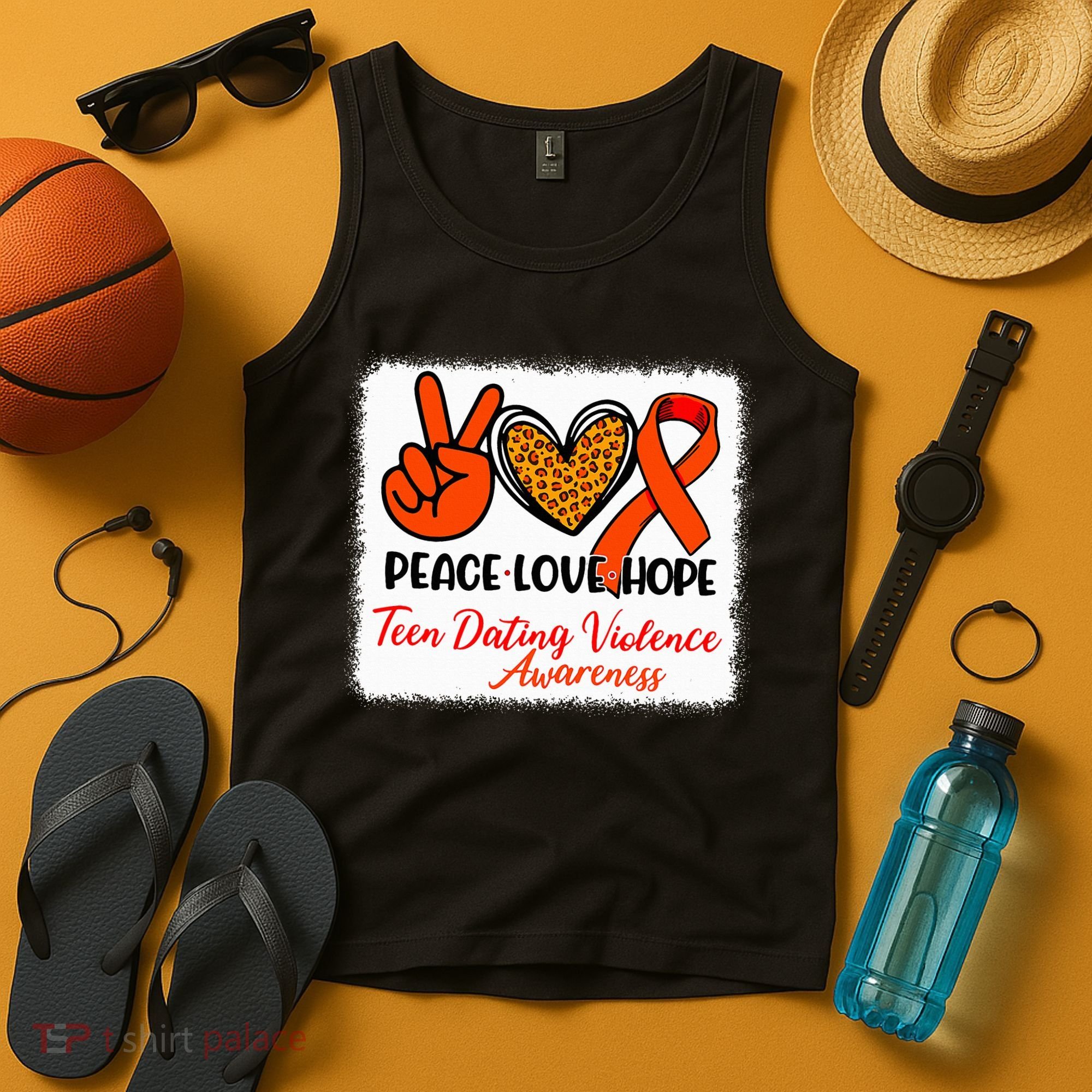 Bleached Peace Love Hope Teen Dating Violence Awareness Tank Top