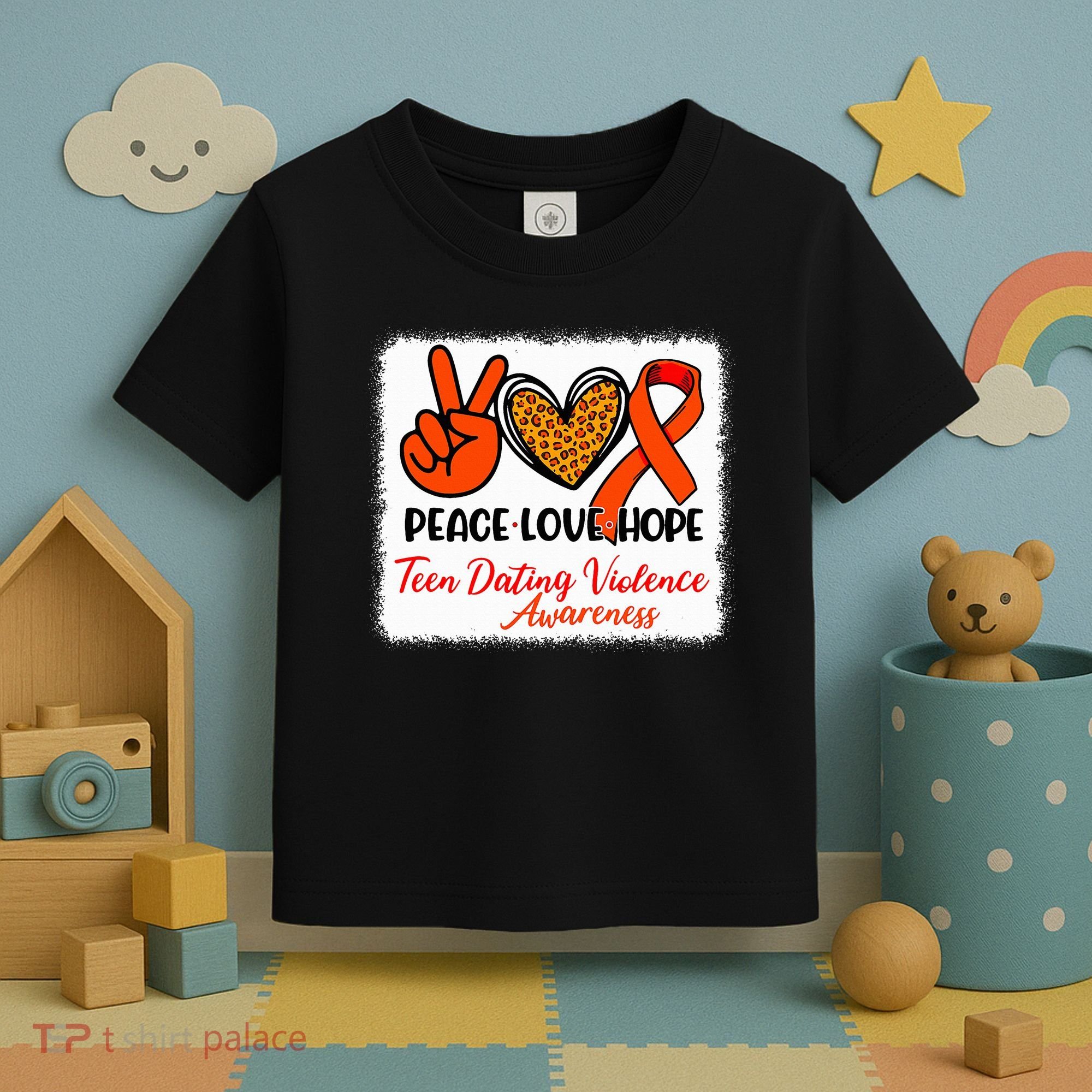 Bleached Peace Love Hope Teen Dating Violence Awareness Toddler T-Shirt