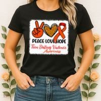 Bleached Peace Love Hope Teen Dating Violence Awareness Women's T-Shirt thumb 2