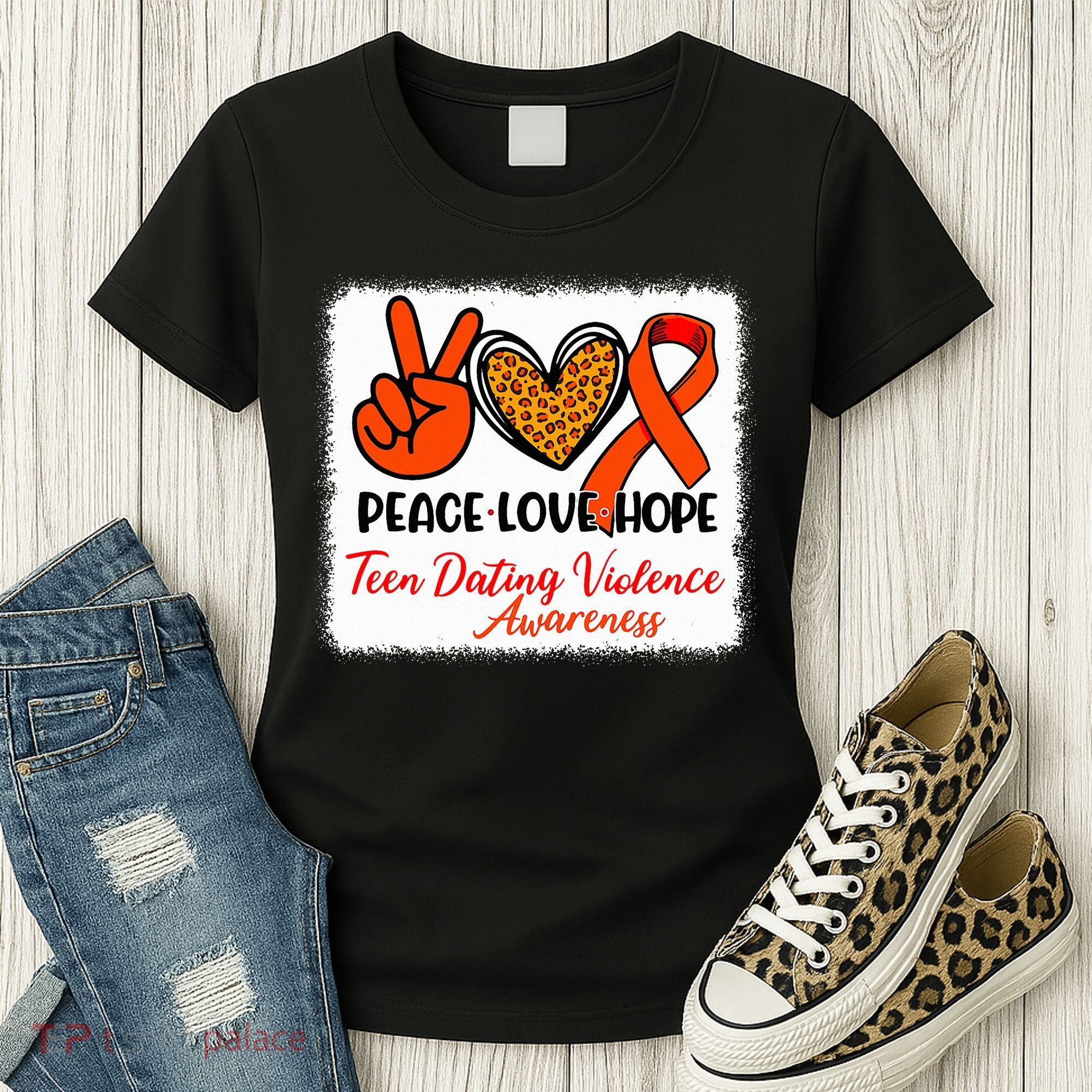 Bleached Peace Love Hope Teen Dating Violence Awareness Women's T-Shirt