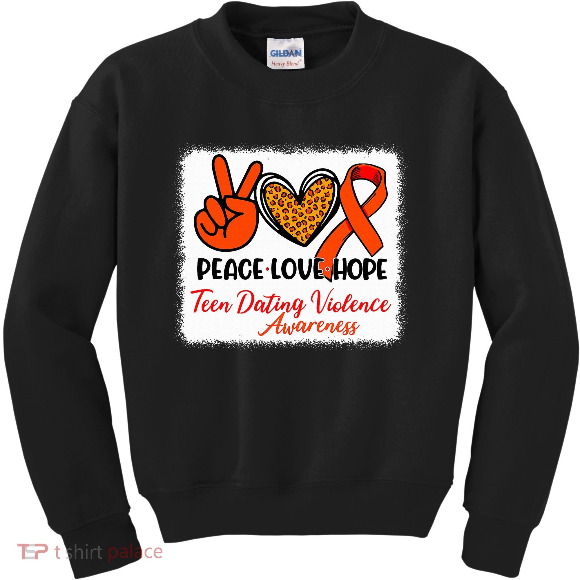 Bleached Peace Love Hope Teen Dating Violence Awareness Kids Sweatshirt